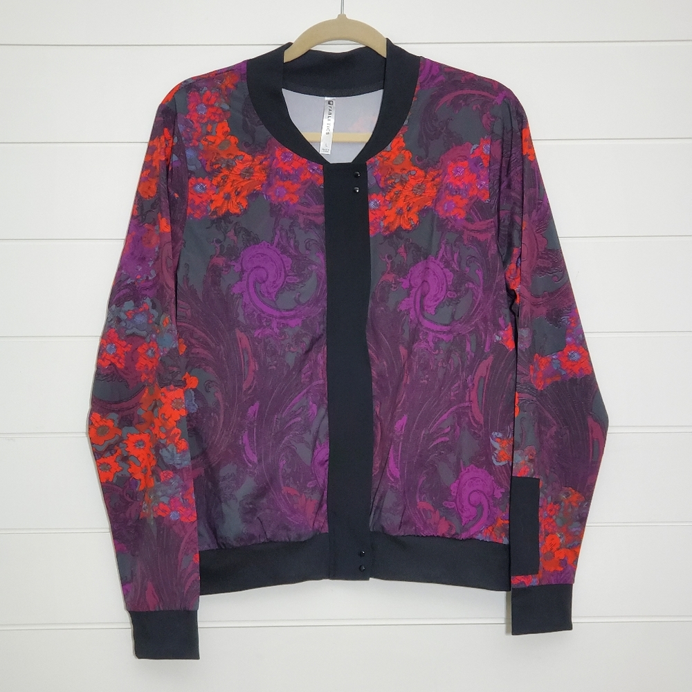 Fabletics‎ Bomber Jacket Floral Full Zip Lightweight Purple, Women's. Size: L